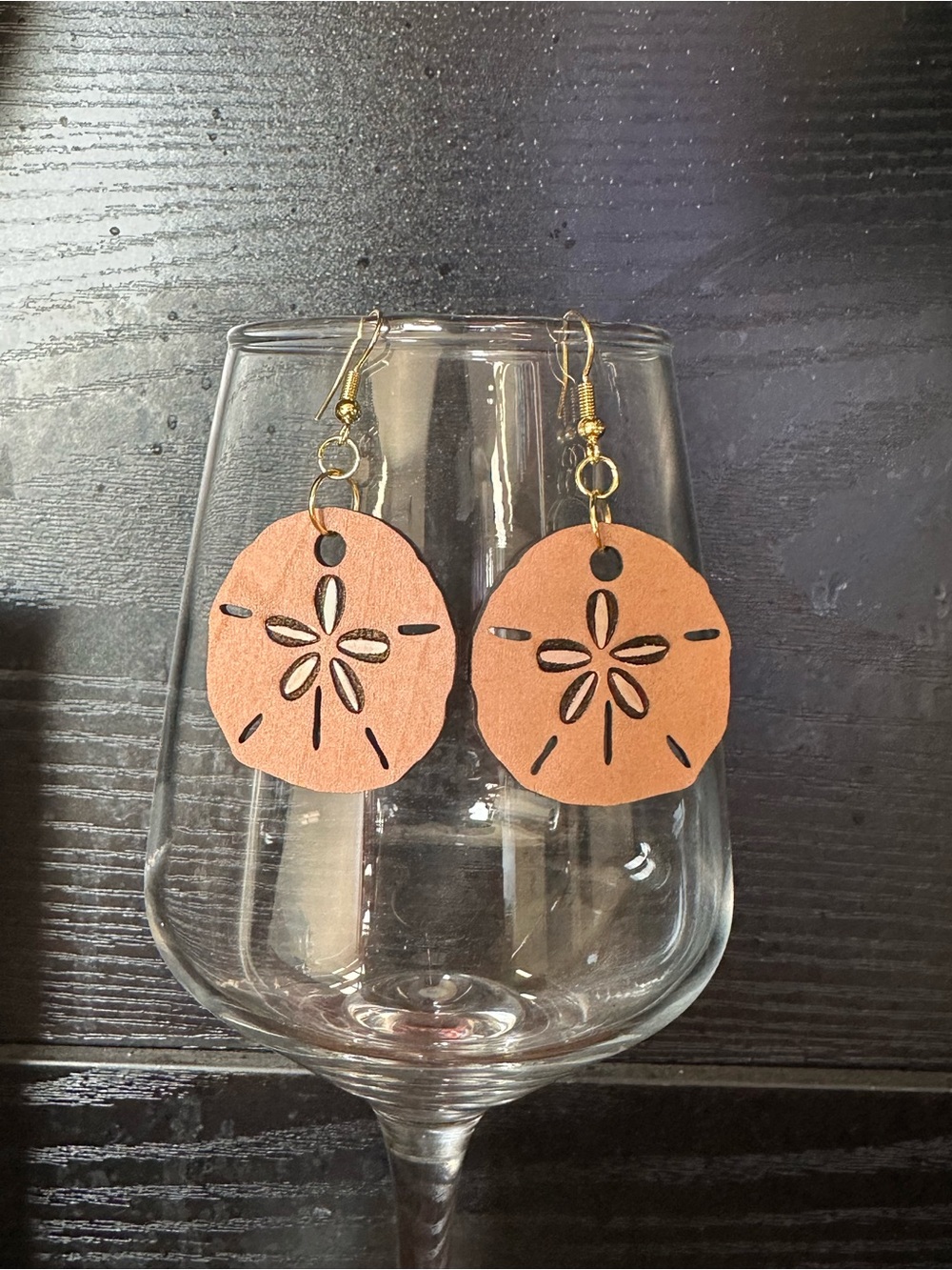 Wooden Sand Dollar Earrings | Coastal Beach Dangles